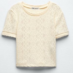 Zara NWT Ivory Crochet Top